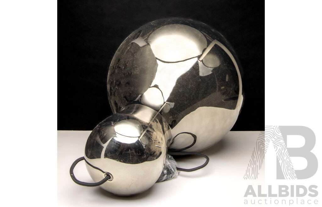 Large Mid Century Style Funky Pear Form Hanging Light with Metallic Mirrored Finish