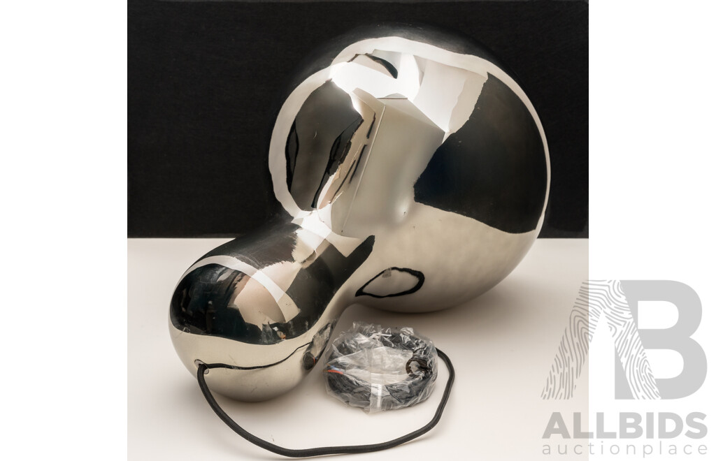 Large Mid Century Style Funky Pear Form Hanging Light with Metallic Mirrored Finish