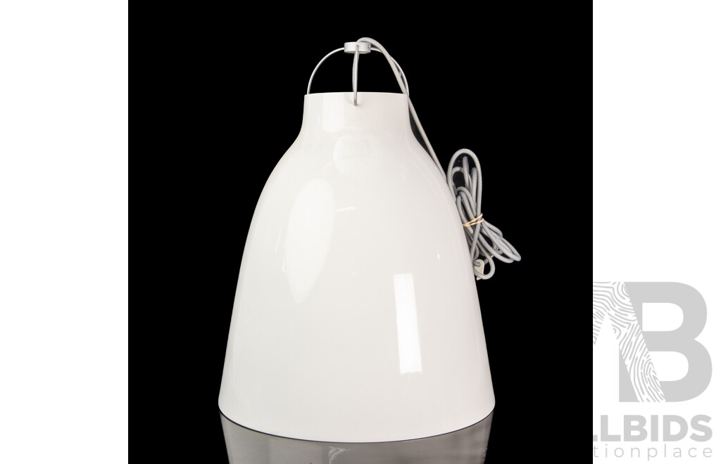 Mid Century Style Fritz Hansen P3 Caravaggio Hanging Light with Gloss White Finish by Lightyears