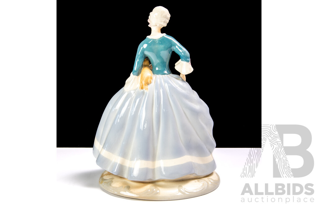 Antique Continental Porcelain Lady Figure with Small Dog