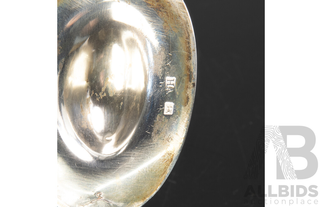 Antique Sterling Silver Lidded Mustard Pot with Blue Glass Liner, Sheffield 1892, Along with Sterling Silver Napkin Ring, Birmingham, 1916