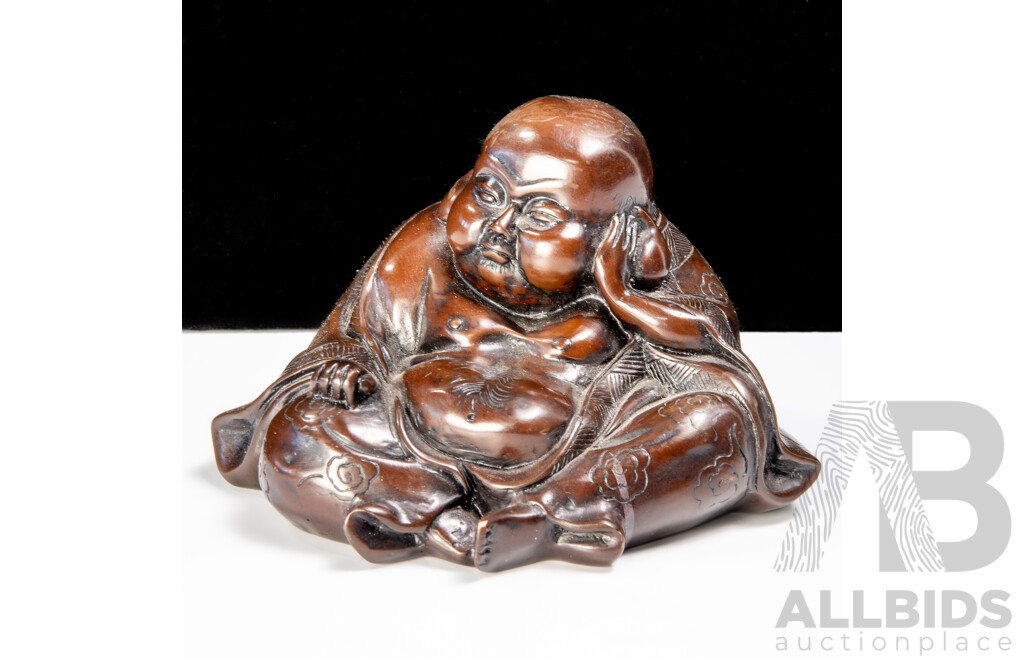 Asian Composite Sleeping Buddha Figure with Erotic Scene to Base