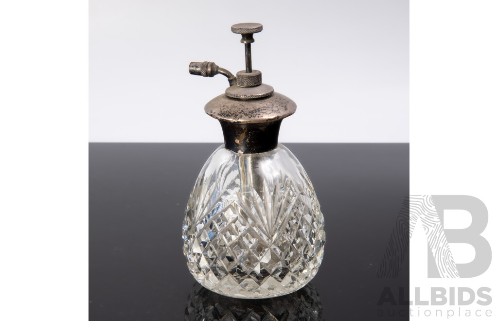 Antique Crystal Perfume Atomizer with Sterling Silver Top, Birmingham 1923