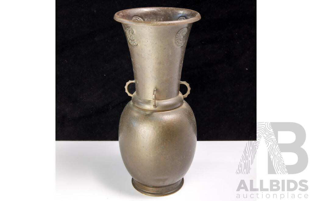 Vintage German Jugendstil WMF Copper Four Ring Handled Vase