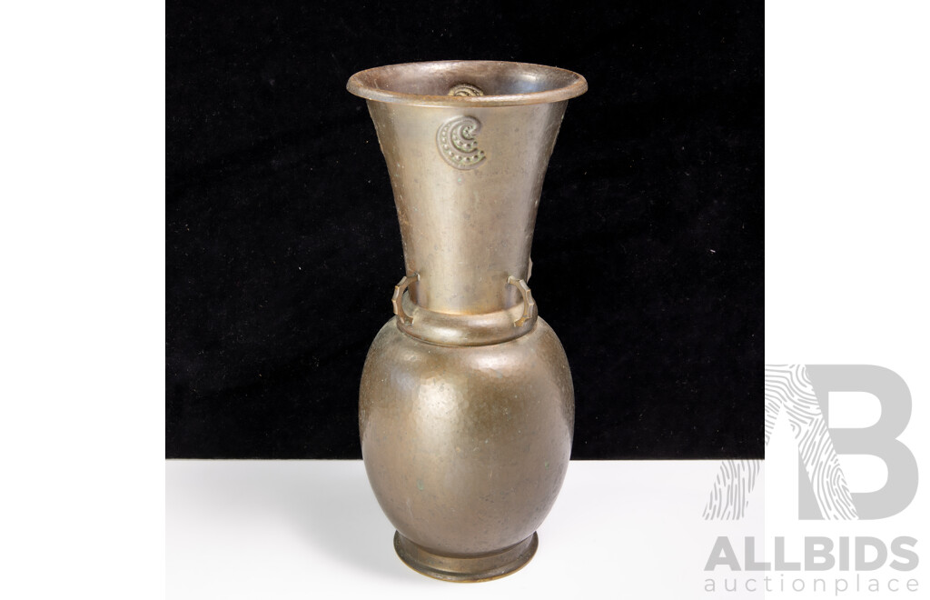 Vintage German Jugendstil WMF Copper Four Ring Handled Vase
