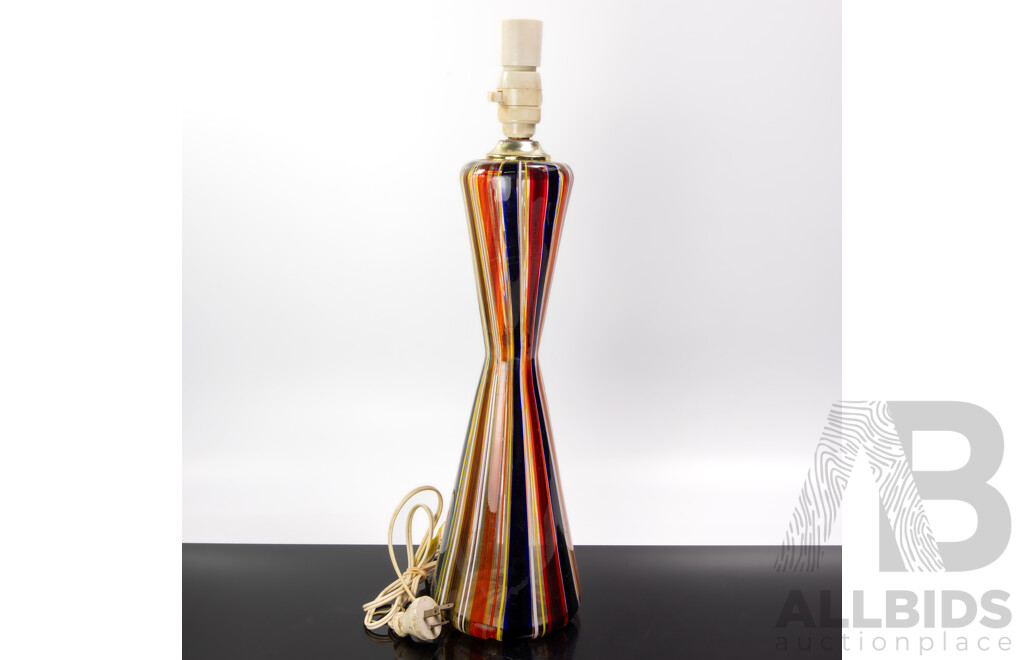 Fantastic Mid Century Italian Art Glass Lamp Base with Internal Multi Striped Detail