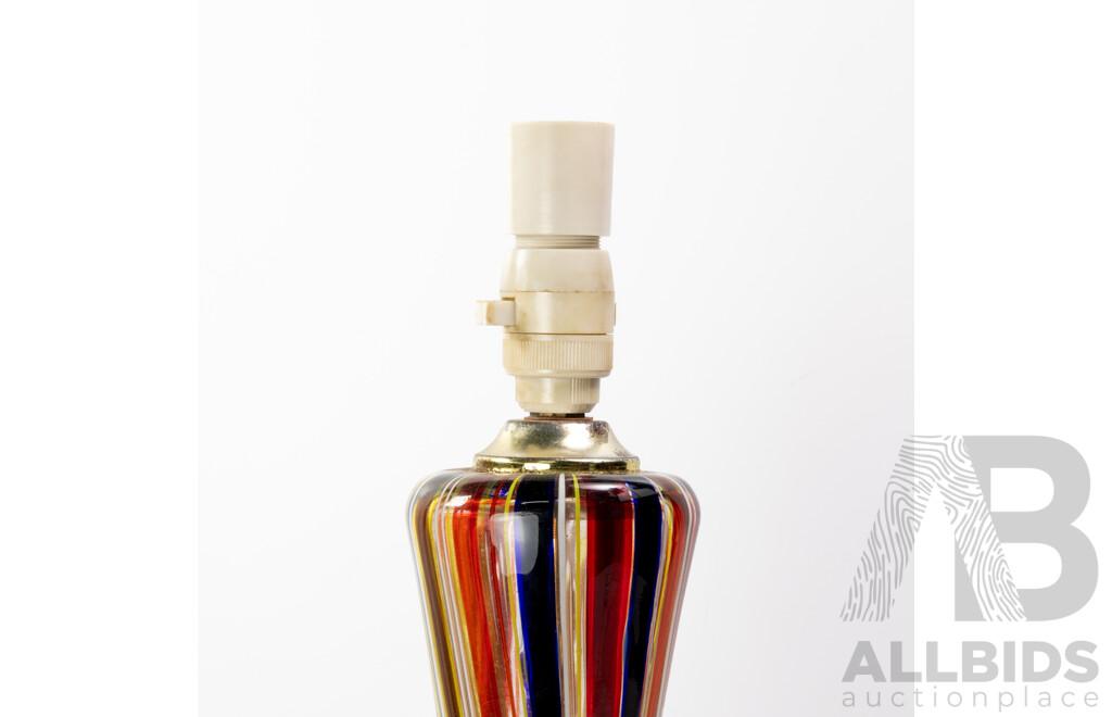 Fantastic Mid Century Italian Art Glass Lamp Base with Internal Multi Striped Detail