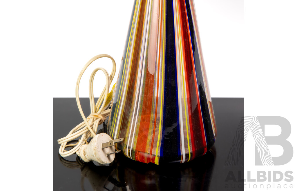 Fantastic Mid Century Italian Art Glass Lamp Base with Internal Multi Striped Detail