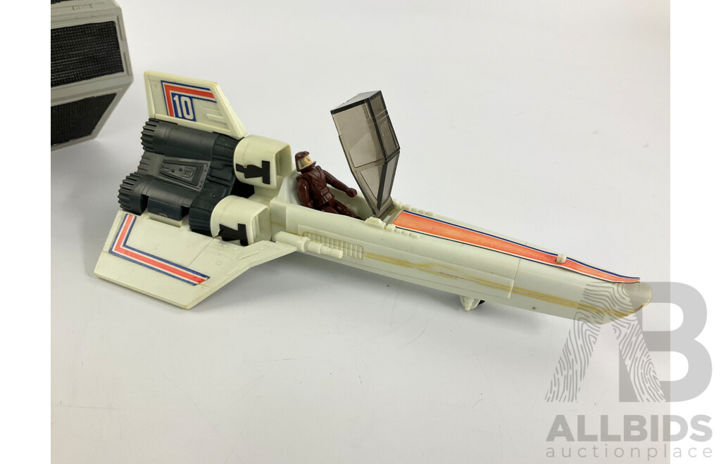 Vintage Diecast and Platic Spaceships Including Starwars Tie Fighter, Kenner X Wing and Battlestar Galatica Colonial Viper