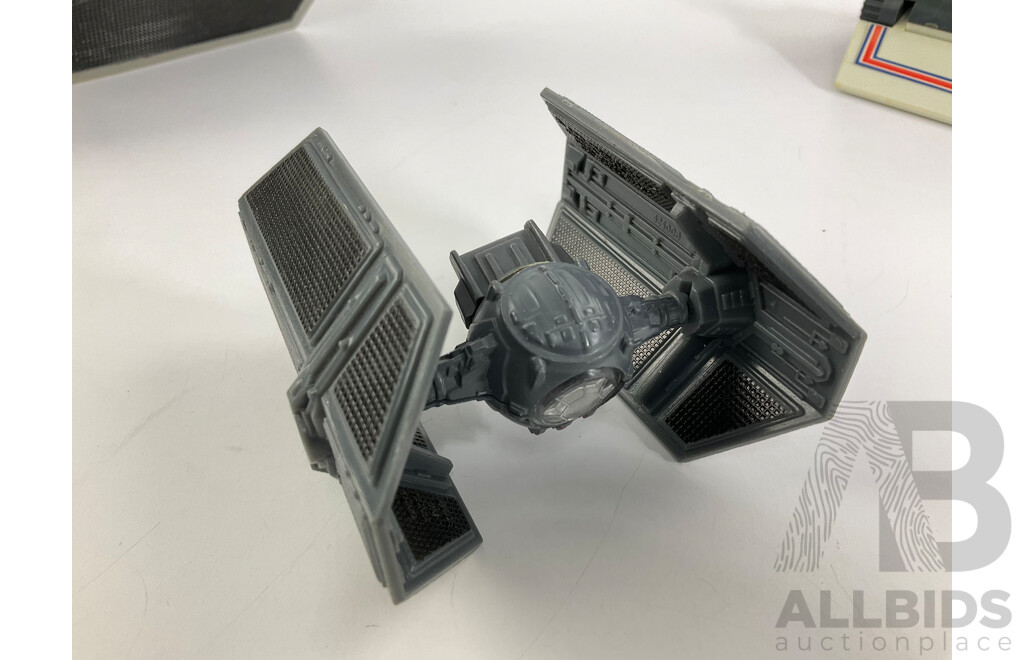 Vintage Diecast and Platic Spaceships Including Starwars Tie Fighter, Kenner X Wing and Battlestar Galatica Colonial Viper