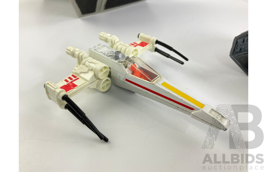 Vintage Diecast and Platic Spaceships Including Starwars Tie Fighter, Kenner X Wing and Battlestar Galatica Colonial Viper