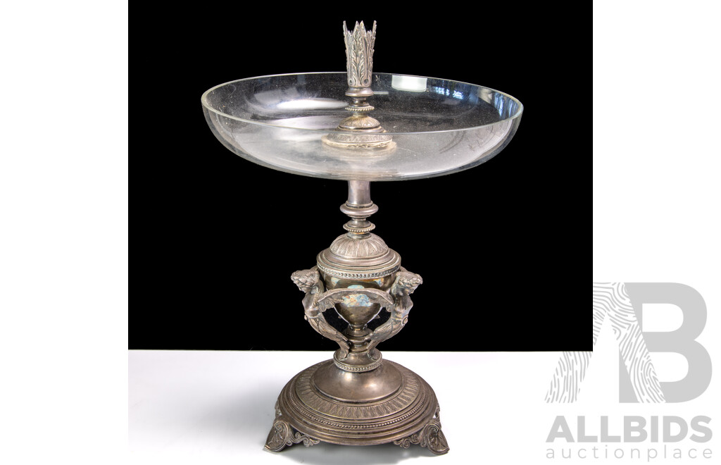 Victorian Silver Plate and Glass Presentation Epergne of Australian Interest, Awarded by Burrangong P&A Assn. Young 1883 for the Best Four-In-Hand Team
