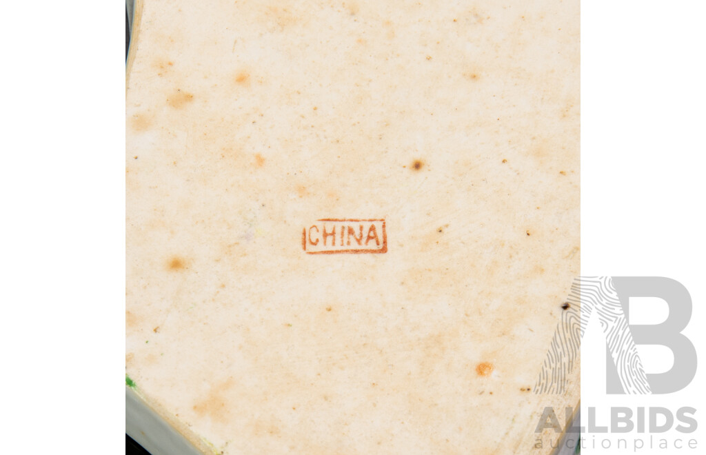 Antique Chinese Qing Porcelain Nine Sectioned Famille Rose Dishes on Wood Paper Covered Tray
