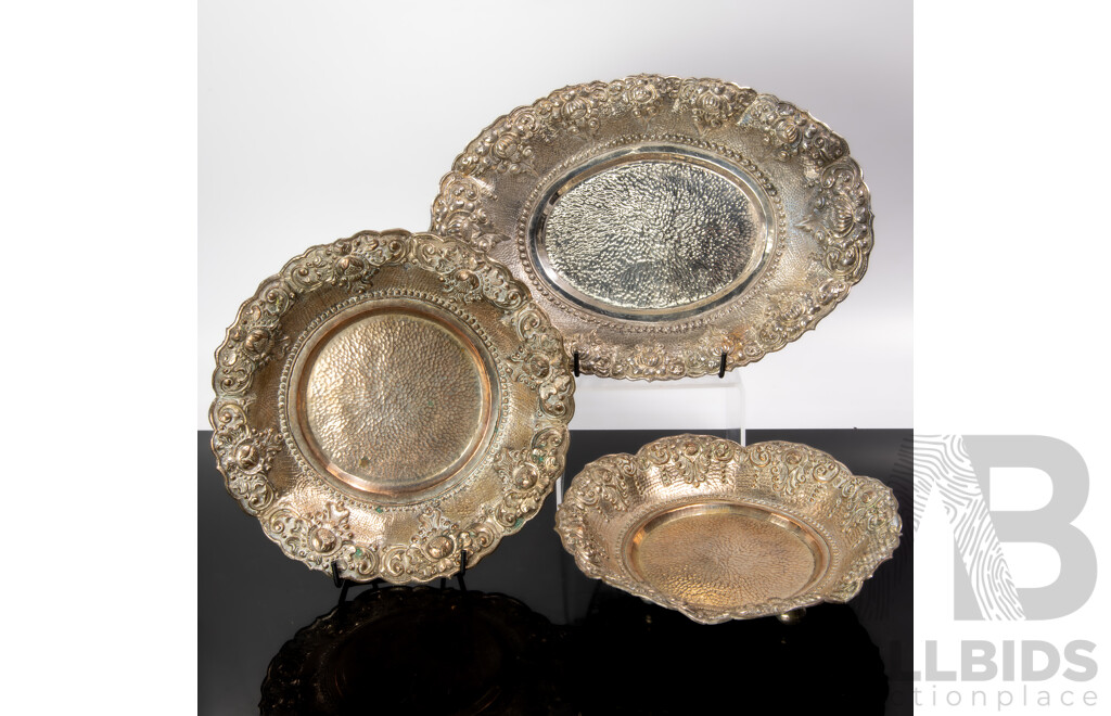 Collection Three Vintage Silver Plate Jakarta Golf Trophies with Inscriptions to Each