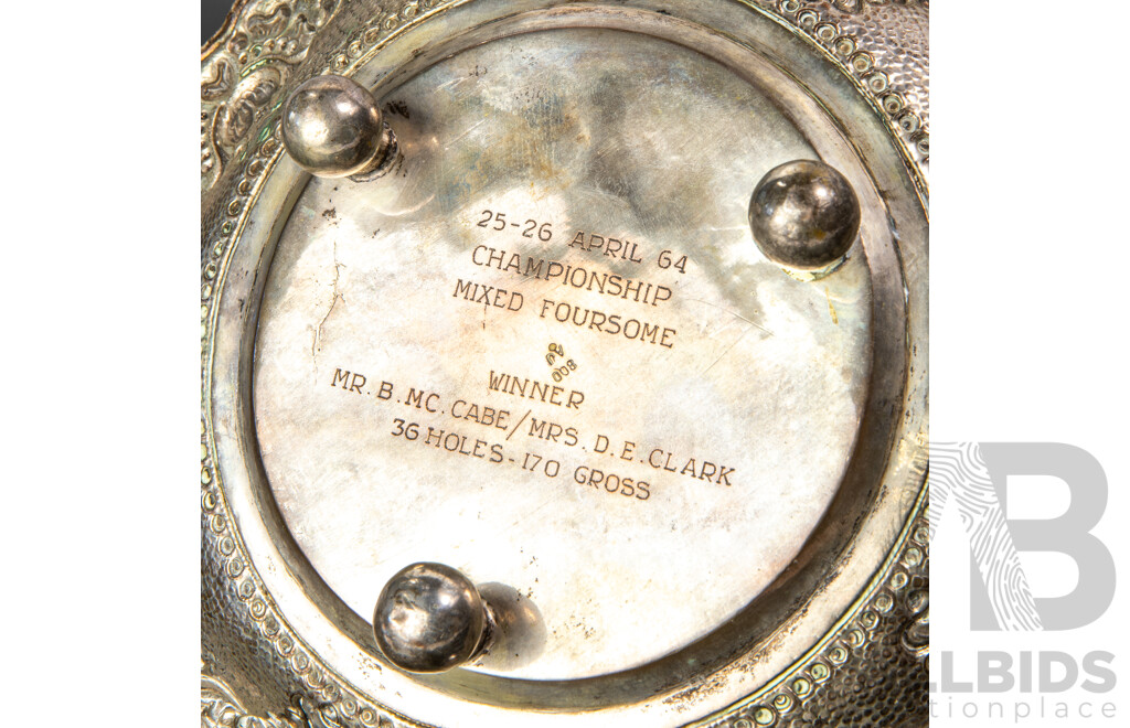 Collection Three Vintage Silver Plate Jakarta Golf Trophies with Inscriptions to Each