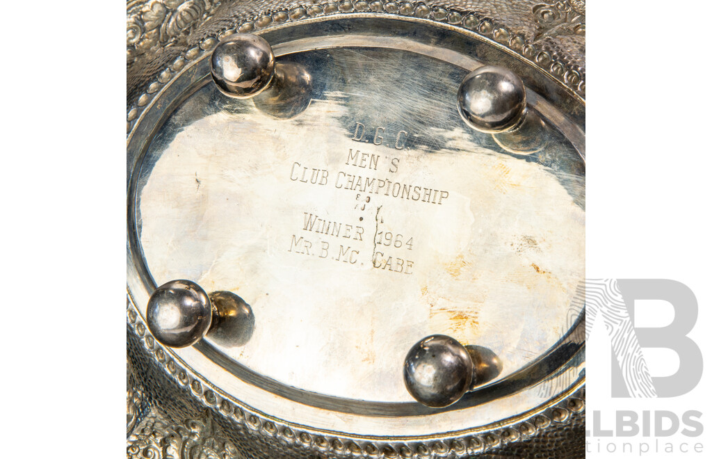 Collection Three Vintage Silver Plate Jakarta Golf Trophies with Inscriptions to Each