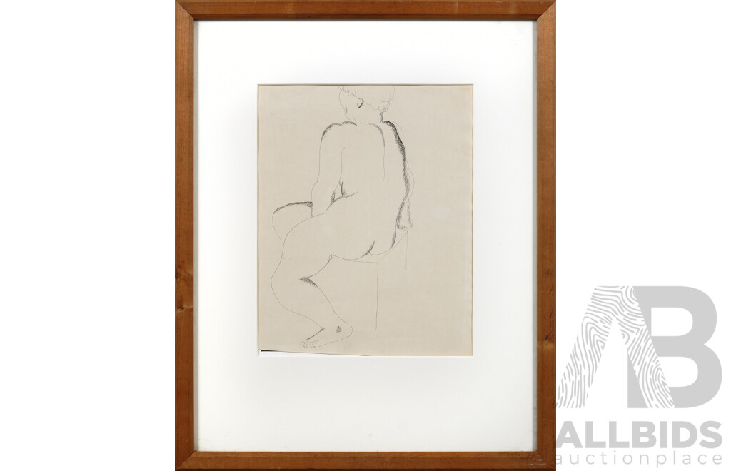 Victor George (Vic) O'Connor (1918-2010), Nude Study, Fine Black Ink, 54 X 44 Cm (frame)