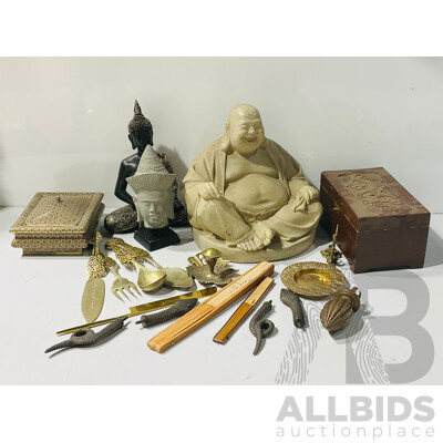 Collection Asian and Indian Decorator Items Including Brass, Ceramic and More