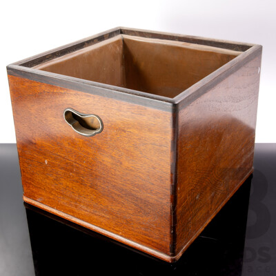 Vintage Japanese Square Form Copper Lined Hibachi