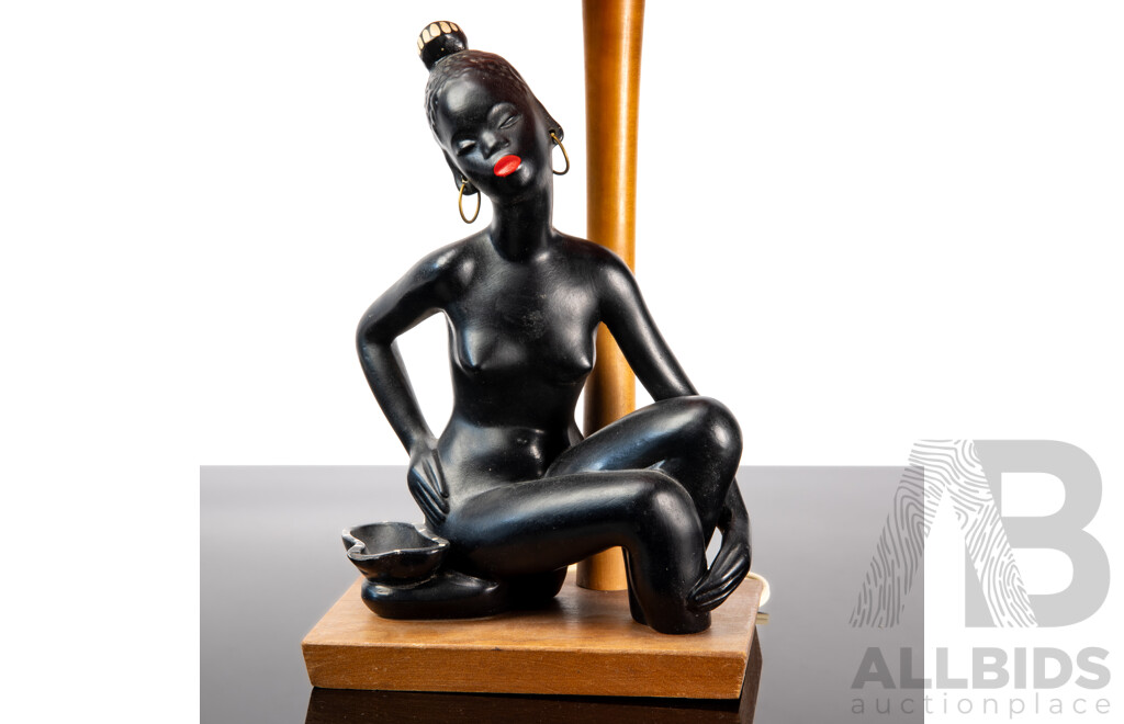 George Barsony Ceramic Figural Table Lamp