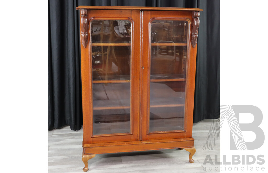 Victorian Cedar Glass Front Dwarf Bookcase