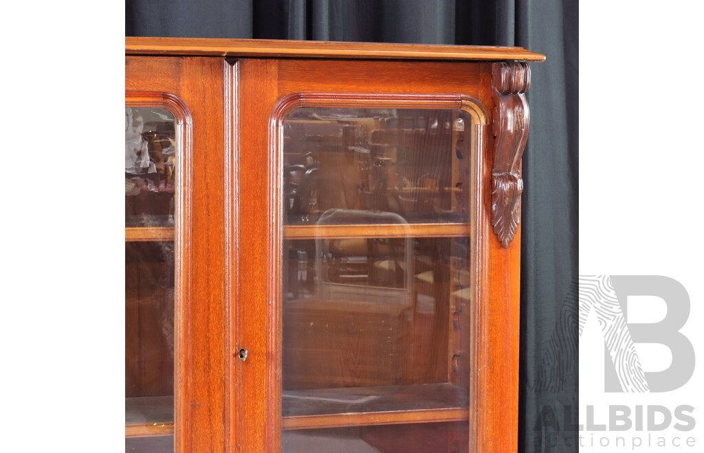 Victorian Cedar Glass Front Dwarf Bookcase