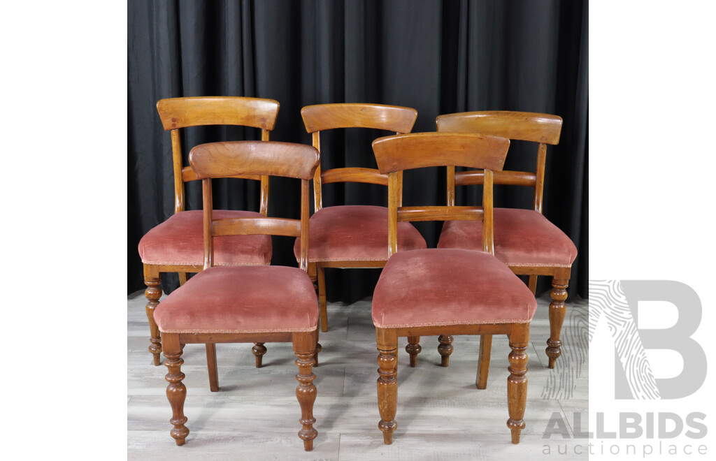 Set of Four Victorian Cedar Spade Back Dining Chairs and Another