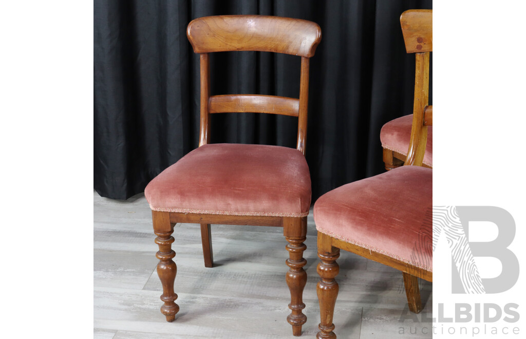 Set of Four Victorian Cedar Spade Back Dining Chairs and Another