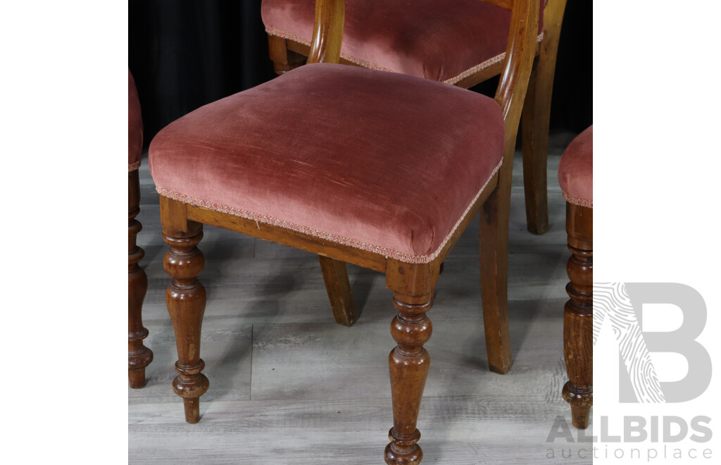 Set of Four Victorian Cedar Spade Back Dining Chairs and Another