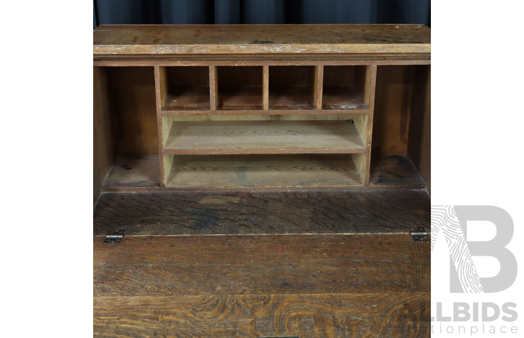 Art Deco Oak Drop Front Bureau