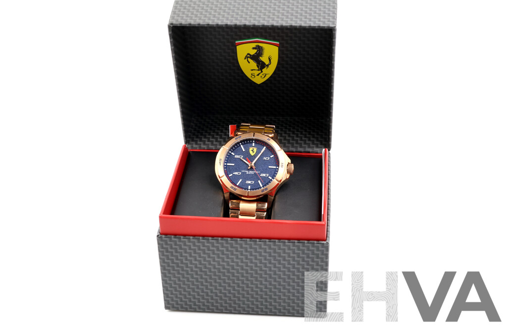 Scuderia Ferrari Rose Gold Steel Blue Dial Men's Watch