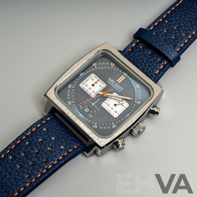 Megir 43.5mm Square Dial Chronograph Watch, Model M2182