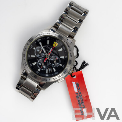 Scuderia Ferrari Watch, 0830048, Chronograph Black Dial Steel Bracelet Watch, SF.05.1.14.002, 48mm, as New