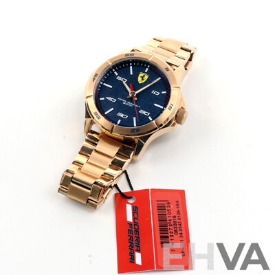Scuderia Ferrari Rose Gold Steel Blue Dial Men's Watch