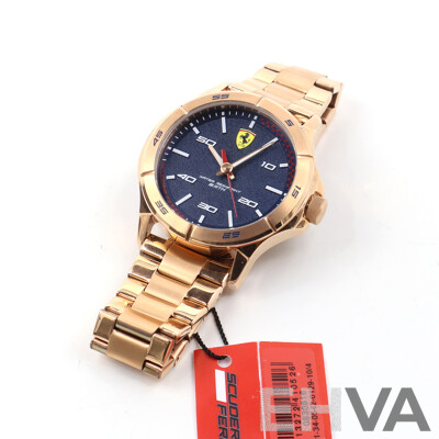 Scuderia Ferrari Rose Gold Steel Blue Dial Men's Watch