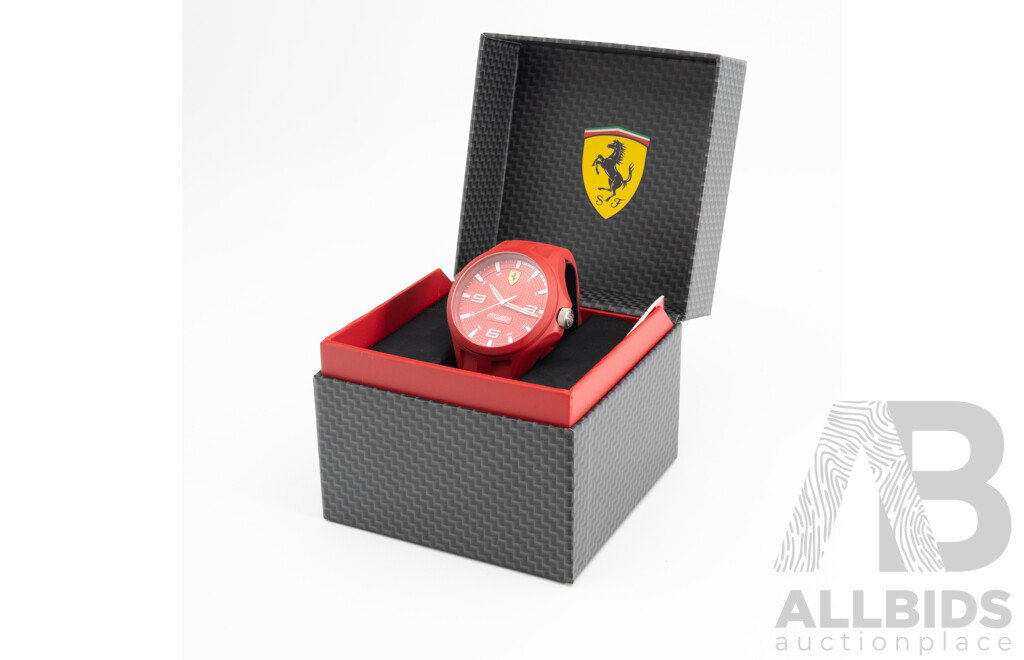 Ferrari 44mm Scuderia Red Silicone Watch, Model 830677