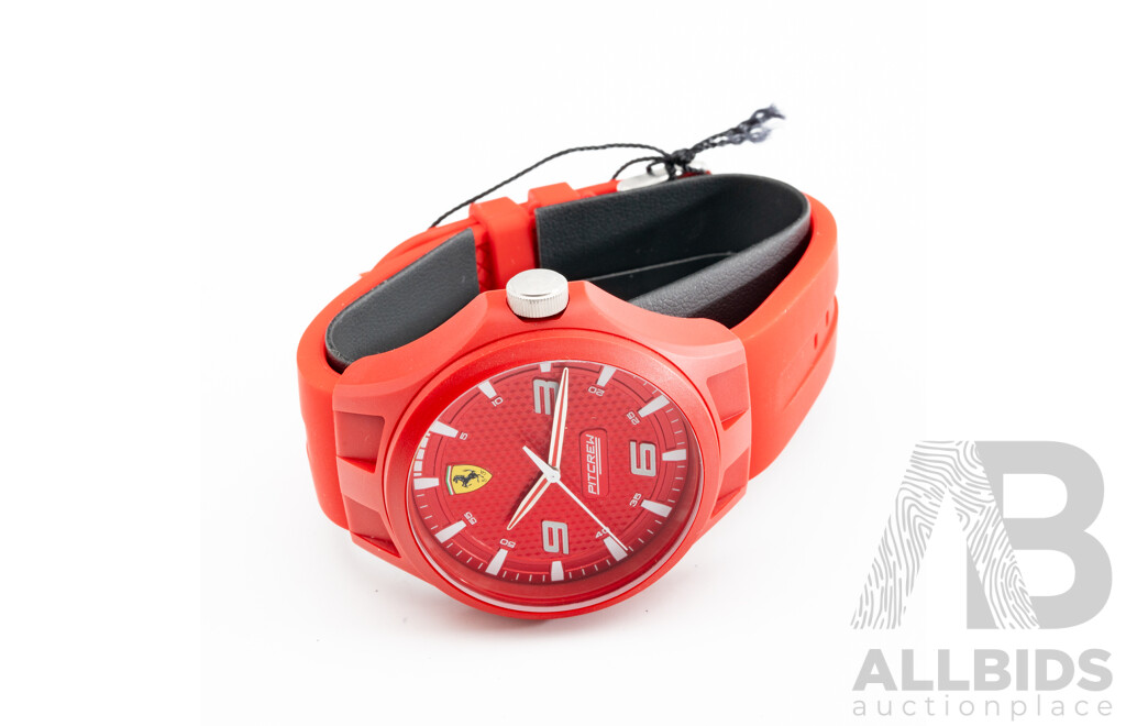 Ferrari 44mm Scuderia Red Silicone Watch, Model 830677