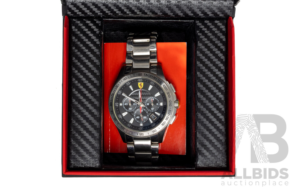 Scuderia Ferrari Watch, 0830048, Chronograph Black Dial Steel Bracelet Watch, SF.05.1.14.002, 48mm, as New