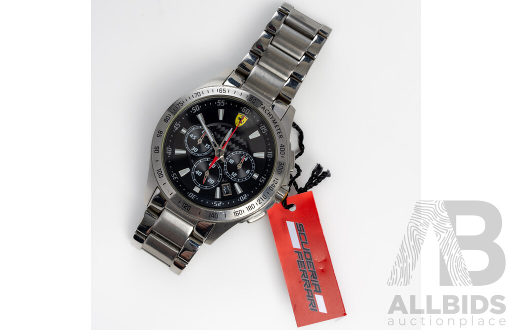 Scuderia Ferrari Watch, 0830048, Chronograph Black Dial Steel Bracelet Watch, SF.05.1.14.002, 48mm, as New