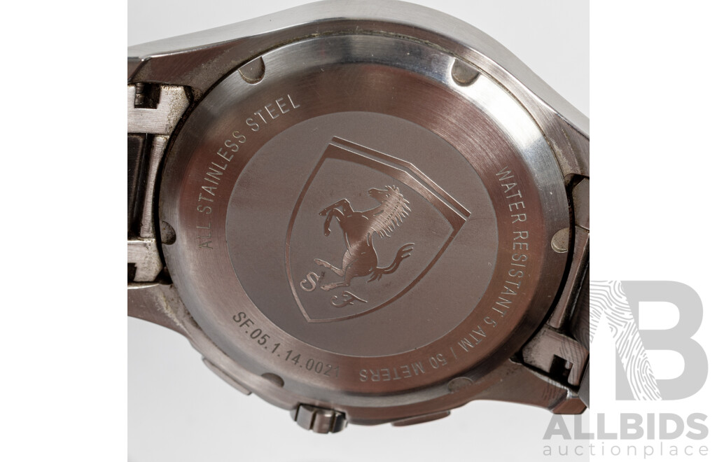 Scuderia Ferrari Watch, 0830048, Chronograph Black Dial Steel Bracelet Watch, SF.05.1.14.002, 48mm, as New