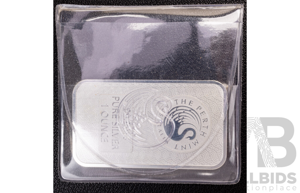 the Perth Mint 99.99% Pure Silver Lunar Snake Minted 1 Ounce Bar in Pouch, 31.107 Grams