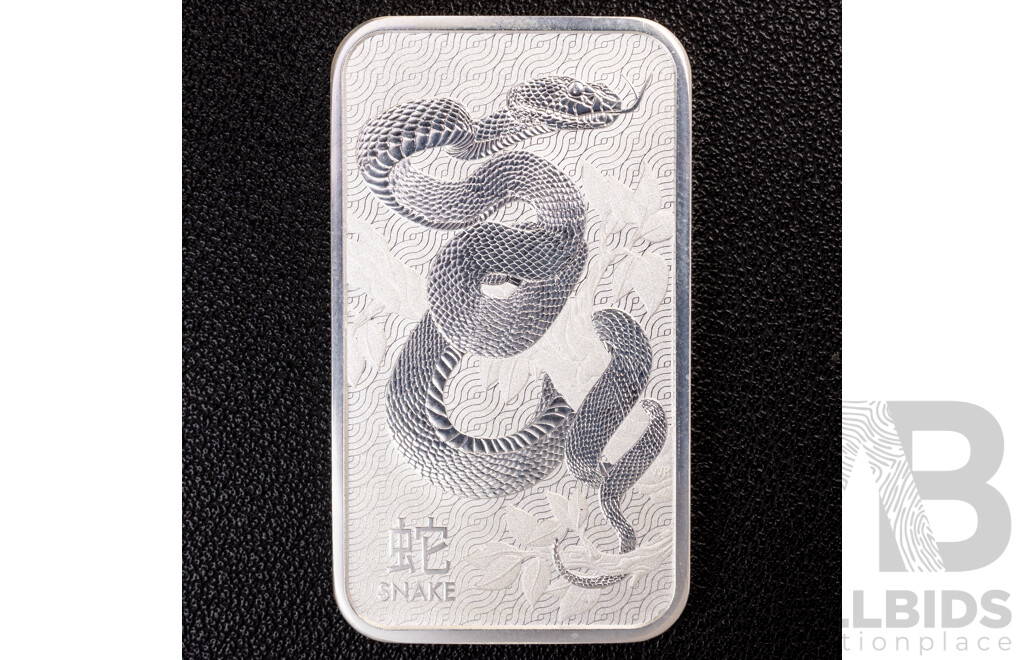 Perth Mint 99.99% Pure Silver Lunar Snake Minted 1 Ounce Bar in Pouch, 31.107 Grams