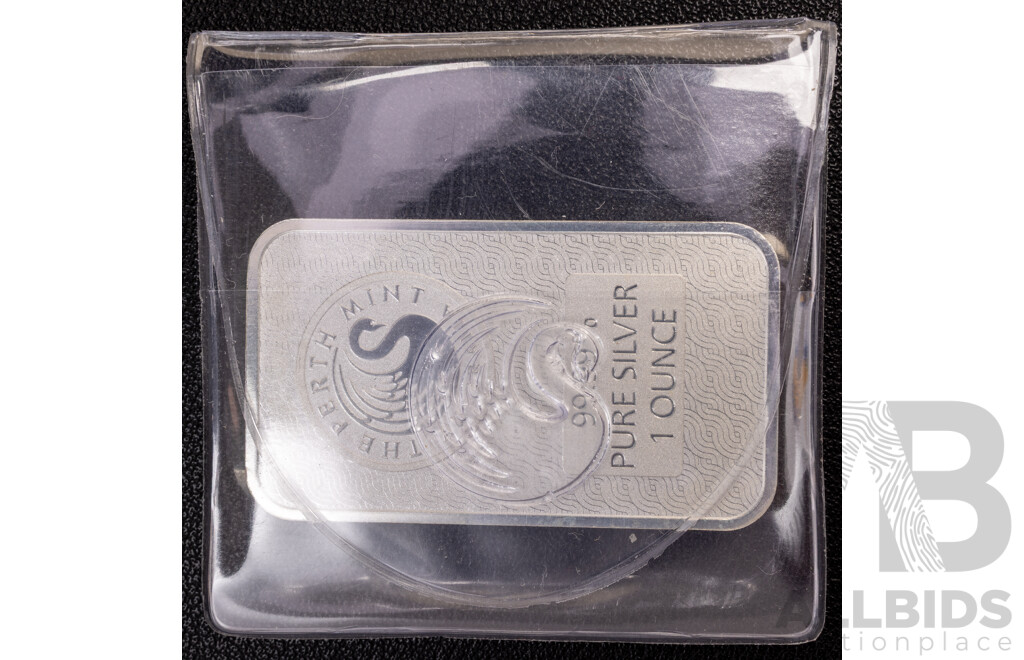 Perth Mint 99.99% Pure Silver Lunar Snake Minted 1 Ounce Bar in Pouch, 31.107 Grams