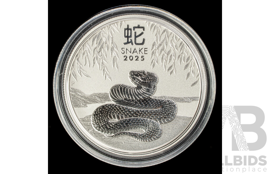 Australian Perth Mint 2025 KCIII Silver Fifty Cent Coin, Year of the Snake .999