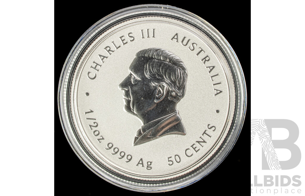 Australian Perth Mint 2025 KCIII Silver Fifty Cent Coin, Year of the Snake .999
