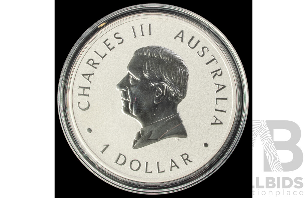Australian Perth Mint 2025 KCIII Silver One Dollar Coin, Australian Emu .999