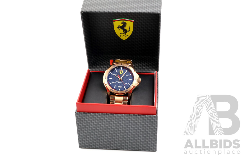 Scuderia Ferrari Rose Gold Steel Blue Dial Men's Watch