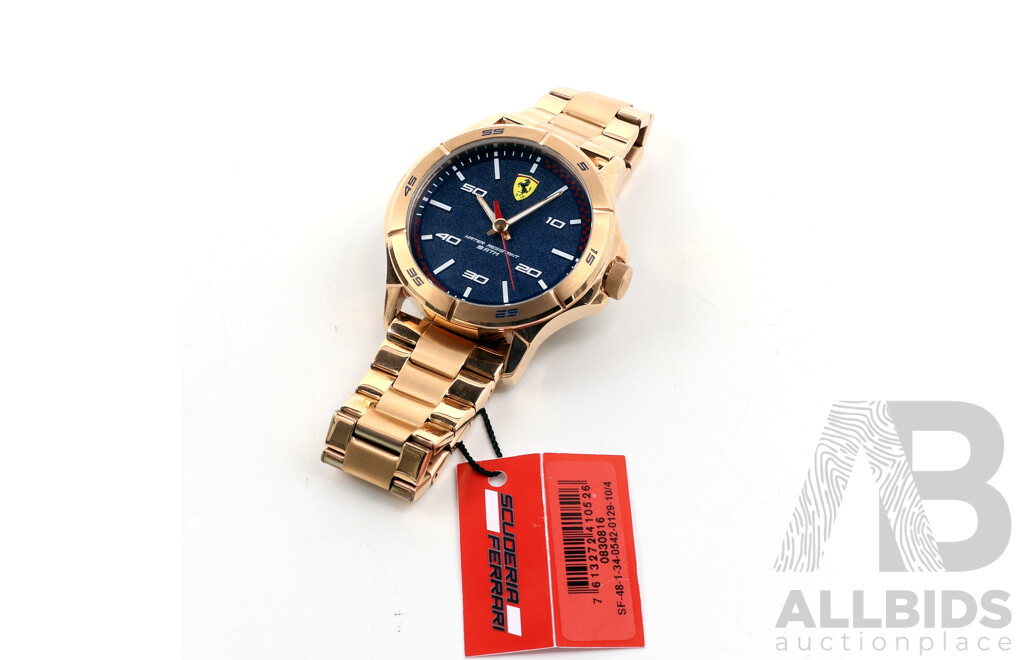 Scuderia Ferrari Rose Gold Steel Blue Dial Men's Watch