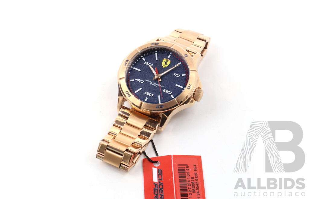 Scuderia Ferrari Rose Gold Steel Blue Dial Men's Watch