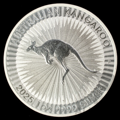 Australian Perth Mint 2025 KCIII Silver One Dollar Coin, Australian Kangaroo .999
